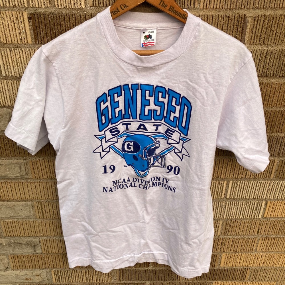 Geneseo State SUNY Mens Medium Vtg 1990 Football Champs Single Stitch‎ Tee